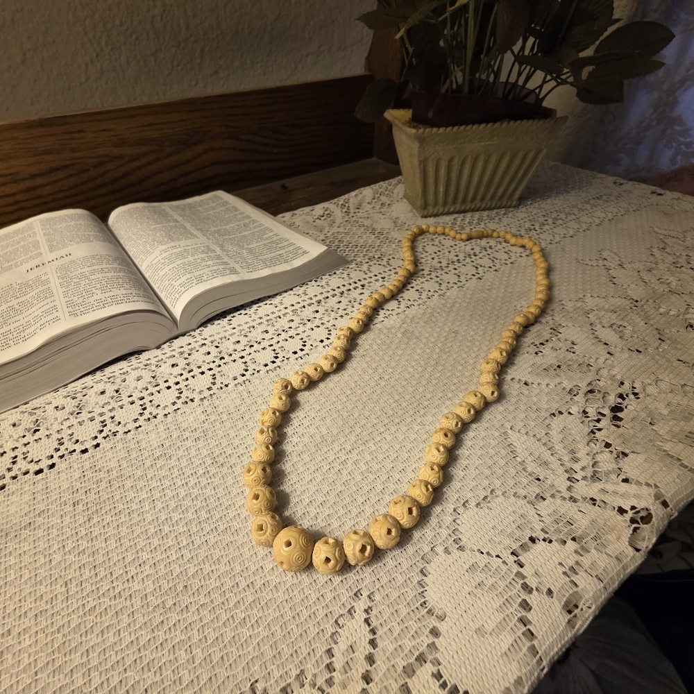 Vintage Handcarved Ivory Necklace